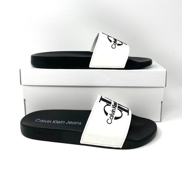 💖MEGA SALE💖Calvin Klein Mavett Monogram Slide Sandal White W - Picture 4 of 13